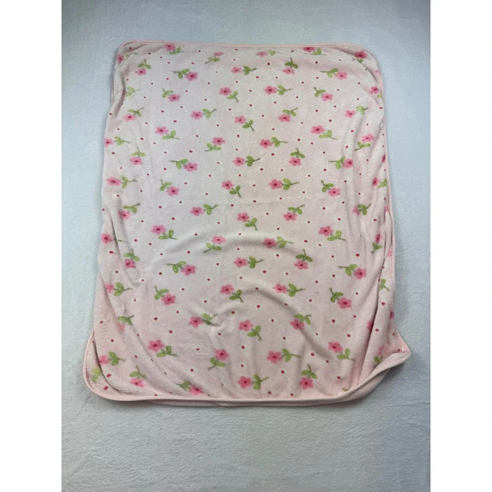 Child of Mine by Carters Baby Blanket Pink Floral Polka Dot Plush Fleece CM4650G
